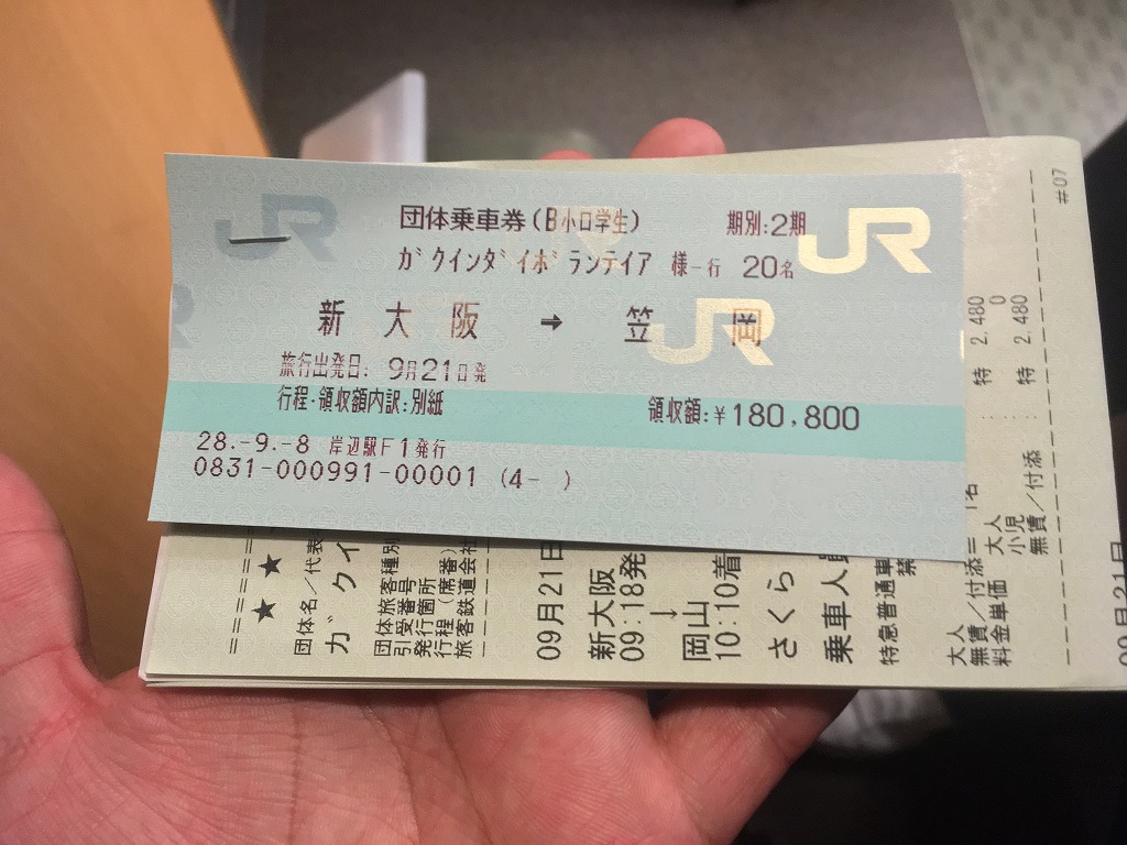新幹線・JR西 団体乗車券